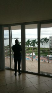 Mrs. Beach Bum checking out the view on move-in day!